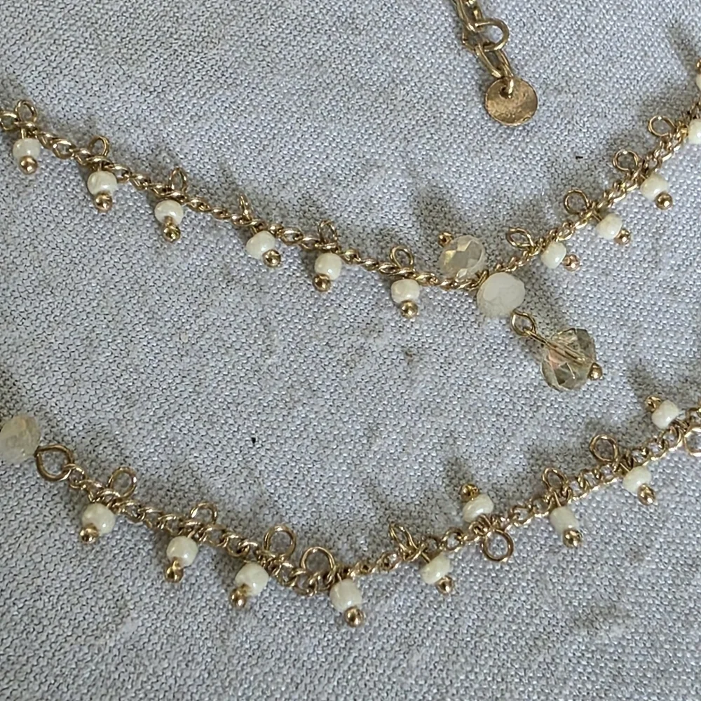 Double Choker Necklace Set Crochet and Double Strand Chain - Picture 9 of 11